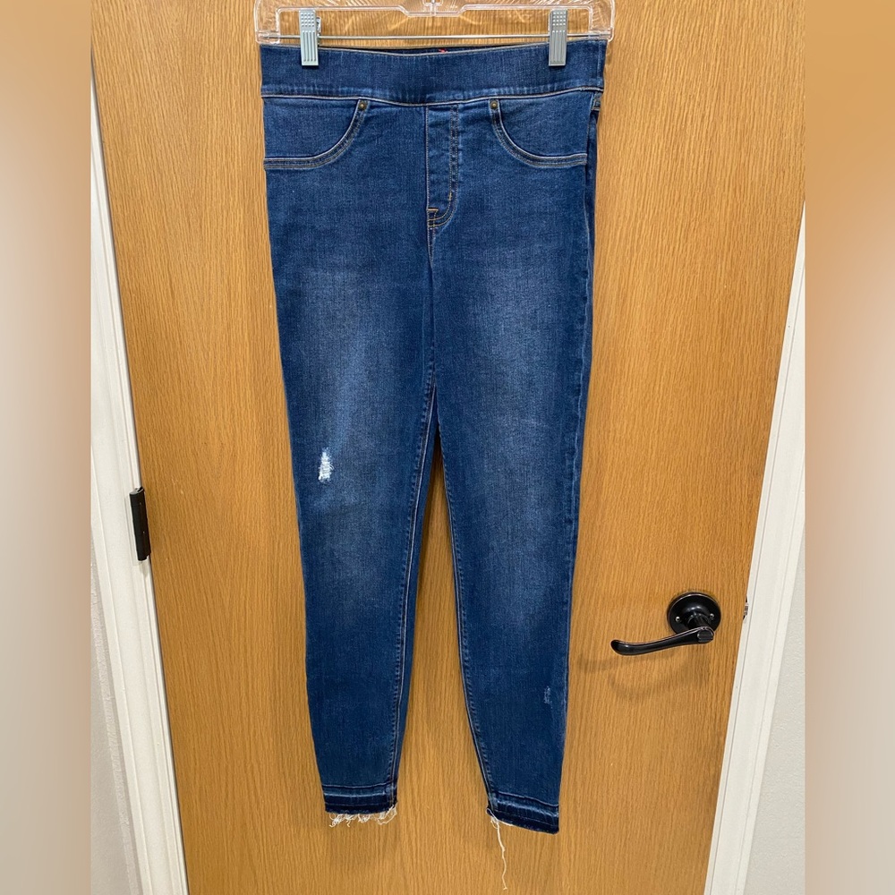 Spanx distressed skinny jeans